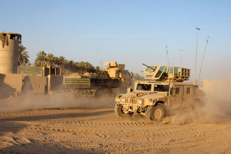military vehicles in motion
