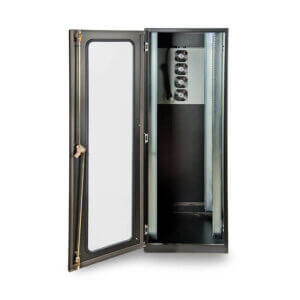Protector™ Rack Series Air Conditioned Enclosure - Front View, Door Open