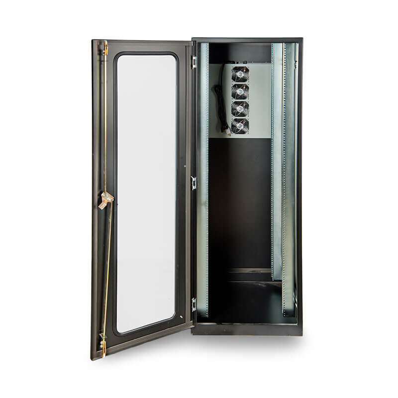 Protector™ Rack Series Air Conditioned Enclosure - Front View, Door Open